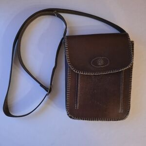 Brown REAL LEATHER Crossbody Bag Handmade